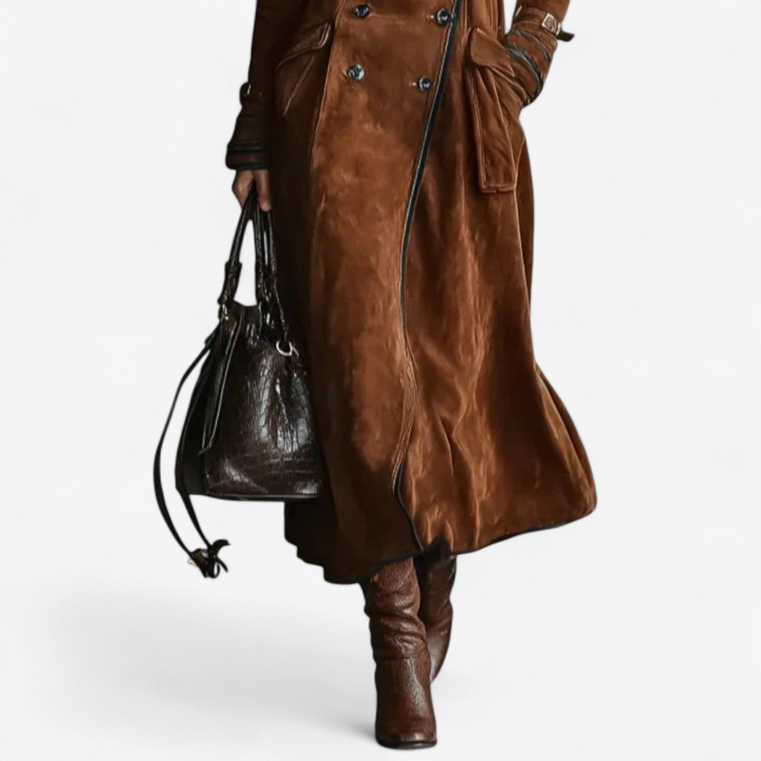 Amarah – Long Suede Trench Coat