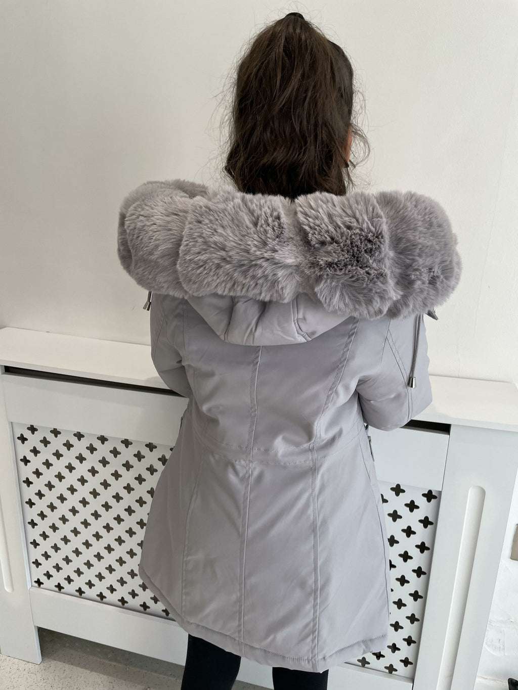Jaya Grey KIDS Faux Fur Hooded Toggle Coat