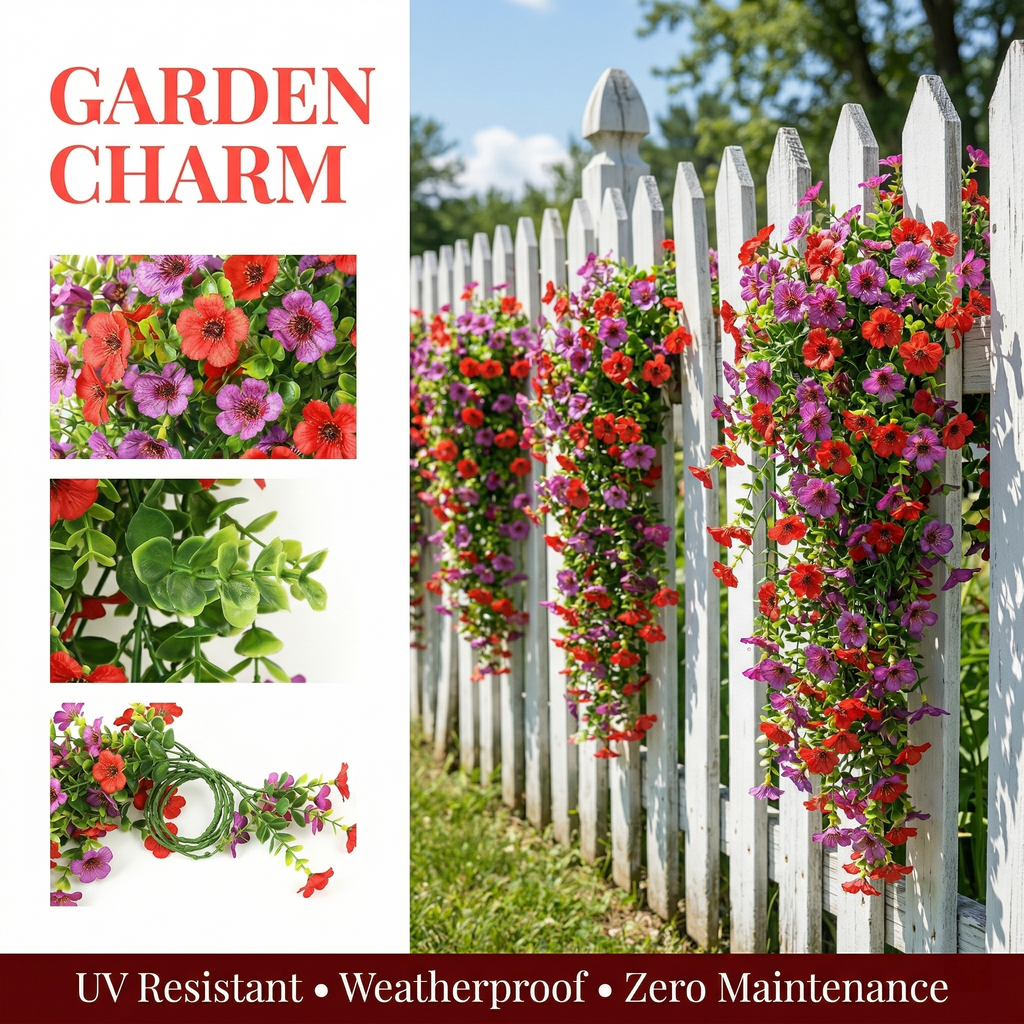 Artificial Hanging Flowers for Outdoor Planters, UV Resistant Faux Hanging Flowers for Porch, Balcony, Hanging Basket, Easter Spring Outdoor Decor,