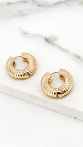 Gold Ribbed Chunky Hoops