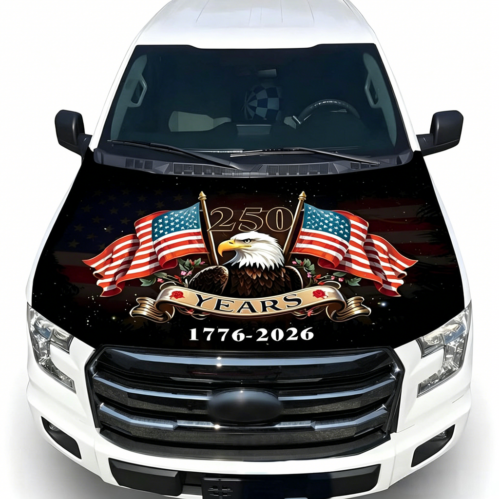 🔥65K+ Sold American Eagle Car Hood Flag Cover 🇺🇸🦅 No Glue, No Tools, Install in 1 Minute 🚗