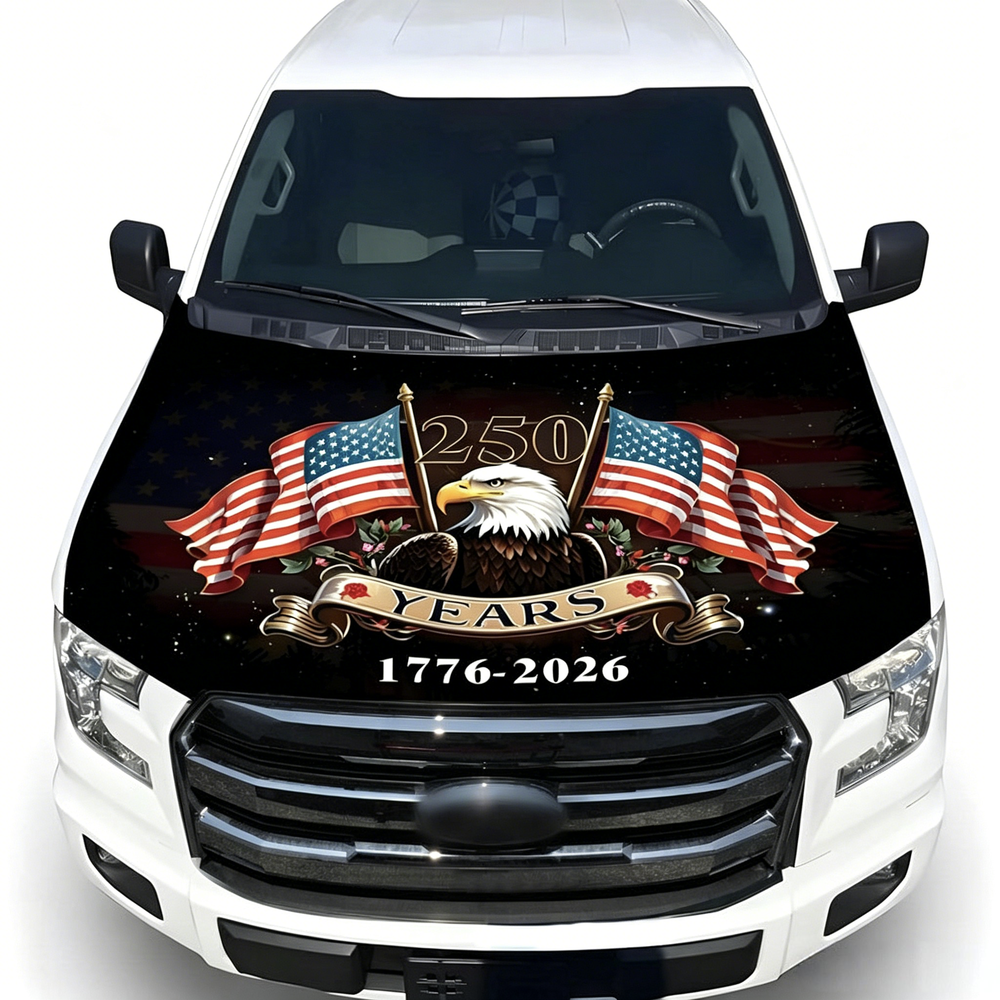 🔥65K+ Sold American Eagle Car Hood Flag Cover 🇺🇸🦅 No Glue, No Tools, Install in 1 Minute 🚗