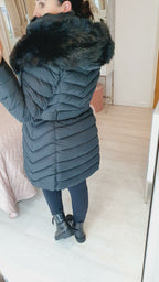 Lorna Black Faux Fur Hooded Belt Coat