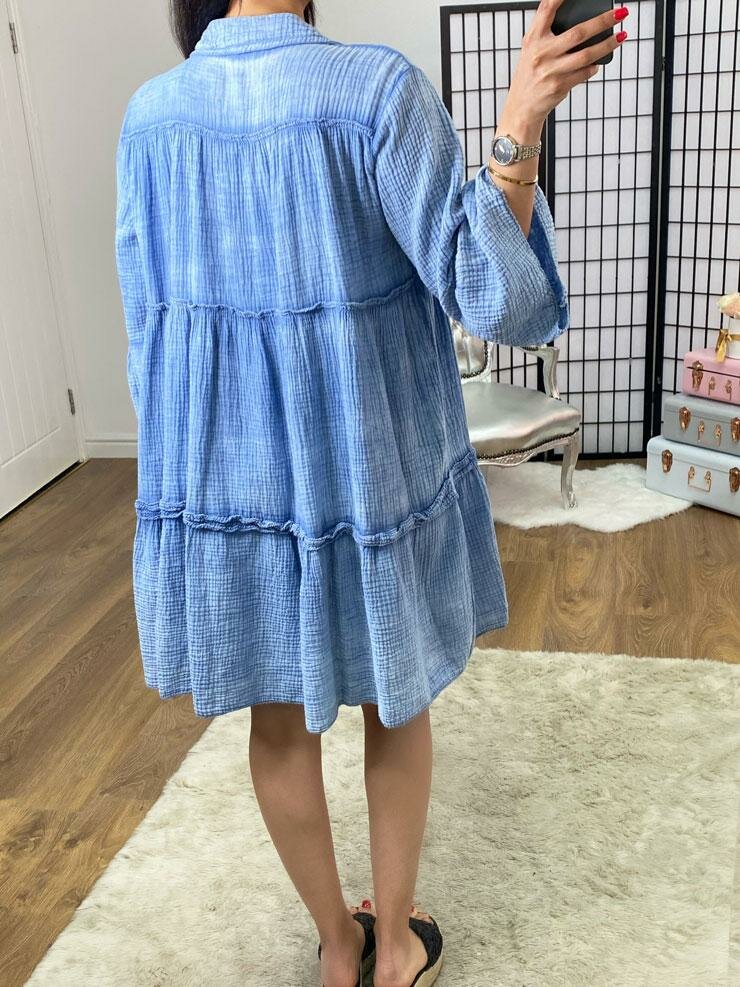 Maliyah Cheesecloth Tiered Smock Dress