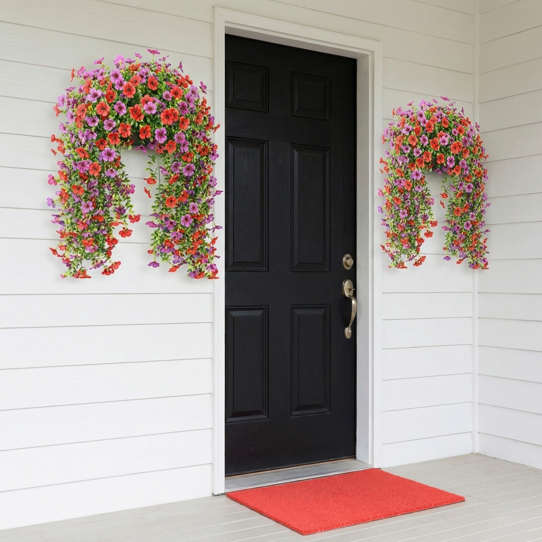 Artificial Hanging Flowers for Outdoor Planters, UV Resistant Faux Hanging Flowers for Porch, Balcony, Hanging Basket, Easter Spring Outdoor Decor,