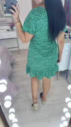 Monteno Emerald Cheetah Print Wrap Effect Dress