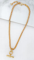 Gold Thin Bar Detail Chain Necklace