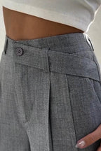 Women's Casual Asymmetric Waist commuting Wide Leg Pants