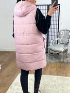 Rachel Padded Pocket Detailed Hooded Long Gilet