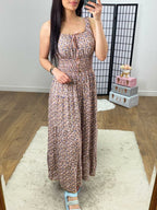 Ramira Elasticated Floral Print Maxi Dress